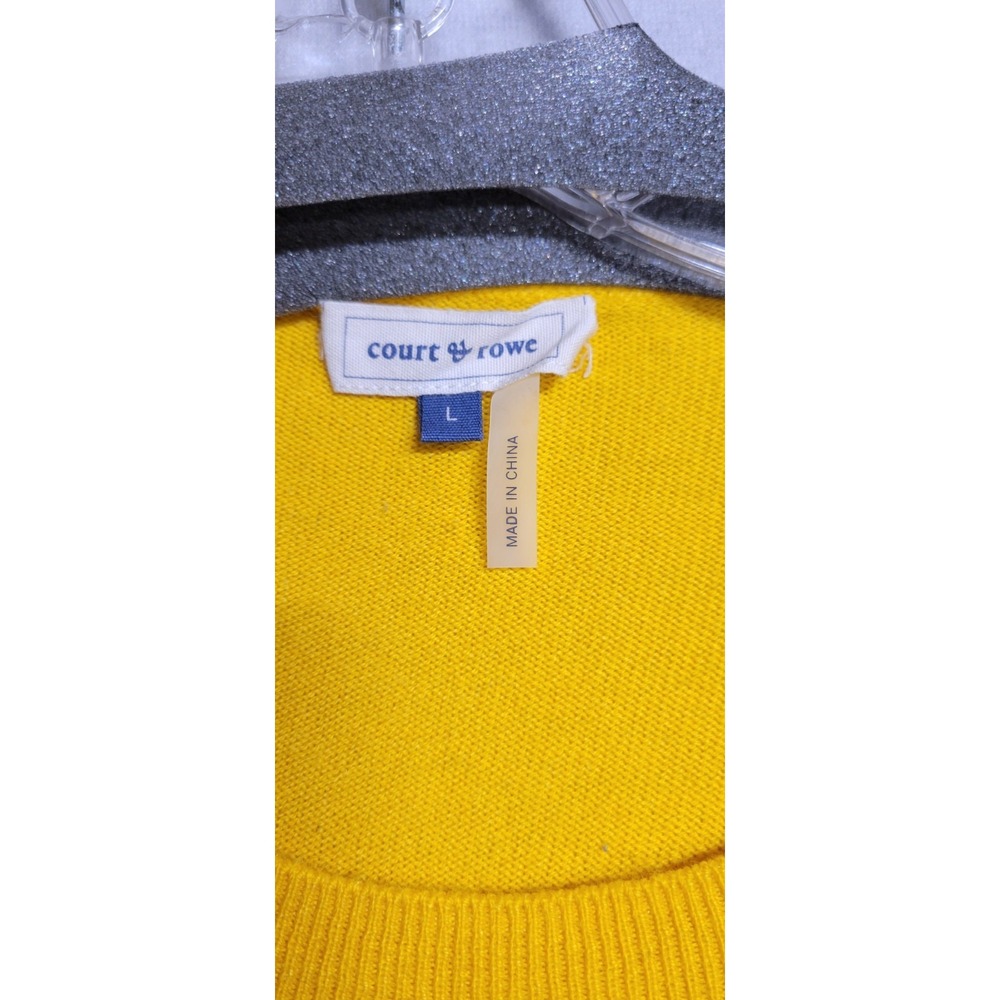 Court & Rowe Yellow "Voila" Knit Crew Neck Long Sleeve Sweater Cotton L - Picture 3 of 7
